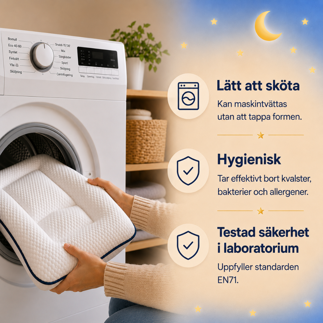 Nannea ergonomisk barnkudde i memory foam med nackstöd #sv #fr